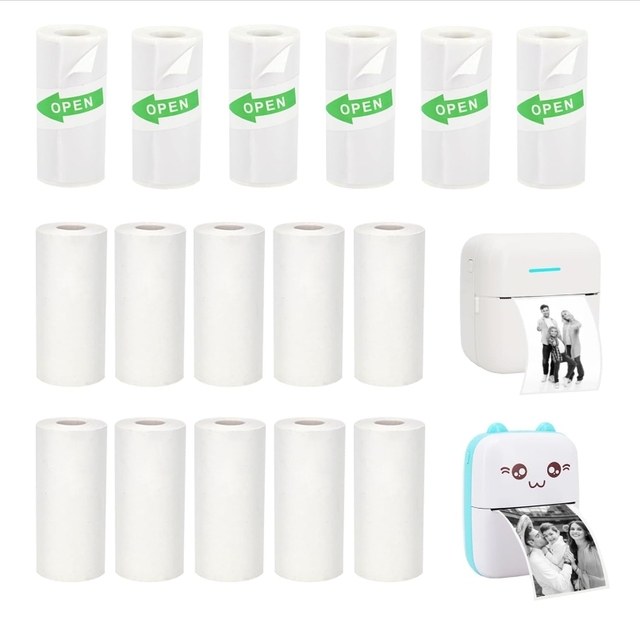 13 Rolls Mini Printer Paper Thermal Printer Sticker Paper for Phomemo M02 T02 C9 C15 C17 X5 Mini Printer Thermal Sticker Paper