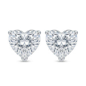 1ct Heart Lab Grown Diamond <b>Stud</b> Earrings: 14K Gold Solitaire, Ethical Jewelry Gift - Product Image 1