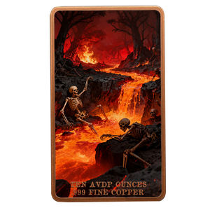 10 Oz. 999 Avdp Puur Fijn Koper Edelmetaal Koningin Van De Onderwereld Mythologie Kwaadaardige Heks Uv Gekleurde Bar - Product Image 2