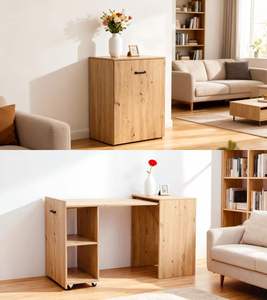 שולחן אוכל מתקפל טלסקופי רב תכליתי, חוסך מקום, נייד וקל להזזה, שולחן מחשב מתקפל. - Product Image 2