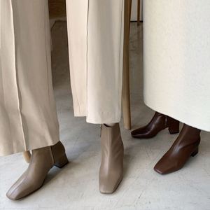 2025 New Autumn and Winter Women's Ankle Boots Party and Gathering Style with Side Zipper and Block Heel Genuine Leather - Product Image 2