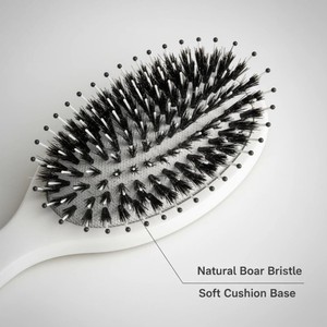 Cepillo Acolchado para Cabello con Cerdas de Jabalí Blancas, Desenredante, Anti-Frizz y Masajeador de Cuero Cabelludo, Herramienta de Estilismo Profesional para Cabello Rizado, Liso, Seco y Mojado - Product Image 6