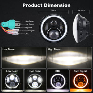 OVOVS Faros LED Redondos de 7 Pulgadas H6024 Ámbar <span class=keywords><strong>Halo</strong></span> Señal de Giro DRL Blanco para Jeep Wrangler JK TJ CJ Hummber H1 H2 - Product Image 4