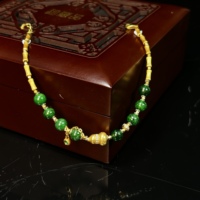 Bracelet en jadéite naturelle de Birmanie de qualité A, perles rondes, charme en forme de gourde, bracelet en jadéite de haute qualité, cadeau en jadéite pour femmes (avec NGTC)