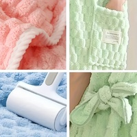 Peignoir de luxe personnalisé en microfibre avec capuche pour femmes Ensemble de serviettes de cheveux tricotées à séchage rapide pour couples