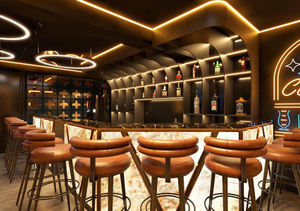 Modern Luxury Lounge <b>Bar</b> Interior Design | Marble Nightclub Counter with <b>LED</b> <b>Lighting</b> for Pub & <b>Bar</b> Coffee Shop Decoration - Product Image 5