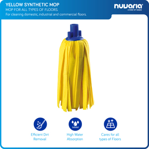Mop sintetico giallo. Mop per tutti i tipi di pavimenti. Per la pulizia di pavimenti domestici, industriali e commerciali. - Product Image 1