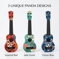 Exquisite Lacquer Art Panda Pattern Acoustic Guitar Oriental Charm Series 4 String Round Hole Chinese Style Ukulele for Gifts
