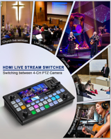 FoMaKo mini 4ch avec 5 FHD LCD Quad HDMI Video Switcher kc601 pro pour caméra multi-réseau UVC Streaming enregistrement vidéo local