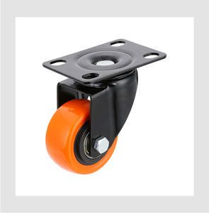 Roulette pivotante en PVC de couleur orange avec roulements doubles pour machines et équipements - Product Image 1