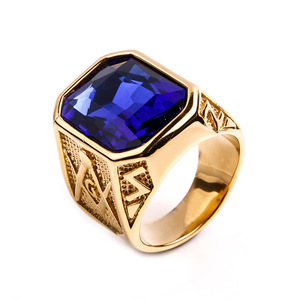 Erkek moda yüzükler bilezik seti avrupa amerikan tarzı Hip Hop büyük taşlar AJ titanyum paslanmaz çelik masonik için - Product Image 5