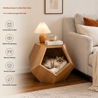 Table d'appoint moderne en forme d'hexagone pour chat, mobilier partagé humain-animal, table large, abri de repos pour animaux de compagnie