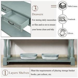 Wood Console <b>Table</b> 63inch 3 Drawers 1 Shelf Entryway Hallway Sofa <b>Table</b> Easy Assembly Extra Thick - Product Image 5