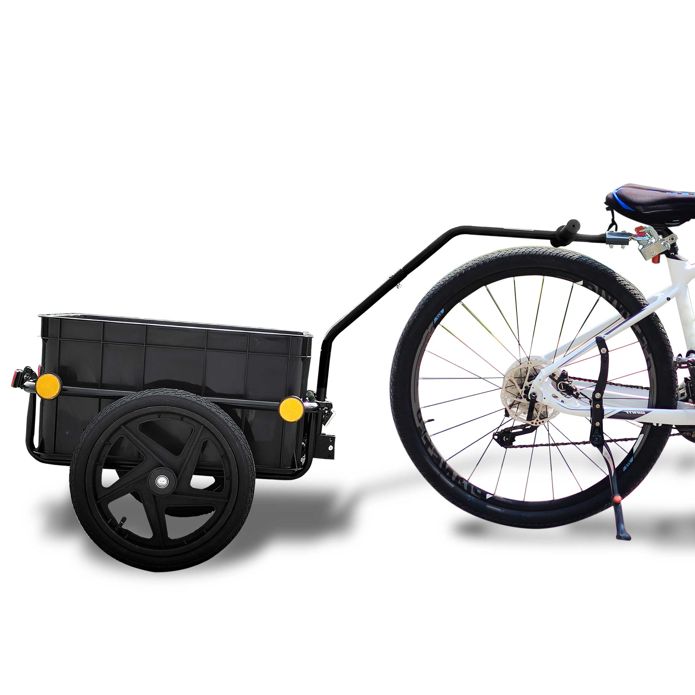 Transportador de equipaje para remolque de carga de bicicleta, caja de transporte extraíble y cubierta, carga máxima: 110LB