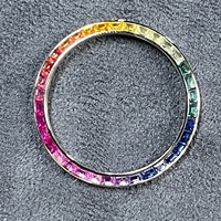 Lunette de montre de luxe en acier inoxydable avec pierres précieuses arc-en-ciel, accessoire de remplacement personnalisé DIY pour la modification et le design de montres de mode