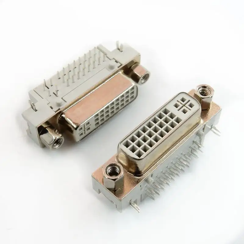 DVI 29Pin DVI24+5 Pin Female socket plug solder type female connector 90degree right angle R/A LCP PBT White