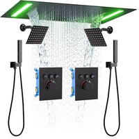 Système de douche cascade Homedec avec fonctions 2-en-1, fixation au plafond, pomme de douche rectangulaire LED 14x20 pouces, robinet de douche double