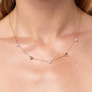 مجوهرات نسائية مرصعة بالزركونيا المكعّب بخمسة قلب قلادة من الفضة الإسترلينية المطلية بالذهب - Product Image 2