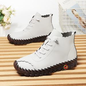 Chaussures pour femmes faites à la main, décontractées, polyvalentes, à semelle souple, grande taille, montantes, plates, en microfibre simple couche, couleur bœuf - Product Image 2