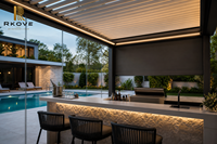 Pergola motorisée intelligente en aluminium RKOVE, pergola de jardin en verre avec écran zip, abri d'ombrage pour piscine, bar et patio