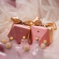 Boîte à dragées avec ruban, logo estampé à chaud, petite boîte d'invitation pour fête, emballage de bonbons, cadeau de mariage, chocolat