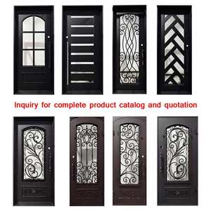 Portes d'entrée extérieures modernes en fer forgé, étanches, personnalisées, portail principal, entrée principale, revêtement poudré, insonorisées, thermiquement isolées - Product Image 5