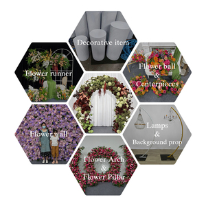 Arche de fleurs artificielles en soie verte et bordeaux pour mariage, anniversaire, Noël, Nouvel An chinois et autres événements - Product Image 5
