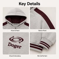 Hoodie Jaket Kasual Varsity Streetwear dengan Lengan Raglan Warna-Blok Kustom OEM dan Ritsleting Penuh