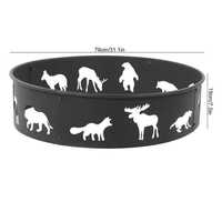 Brasero d'extérieur noir mat à panneaux boulonnés avec découpes de silhouettes d'animaux forestiers, 79 cm