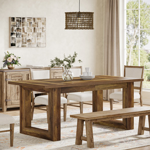 Tavolo Rettangolare <span class=keywords><strong>in</strong></span> <span class=keywords><strong>Legno</strong></span> da 160 cm, Stile Moderno, Grande Tavolo da Pranzo per 6-8 Persone, Colore Marrone - Product Image 2
