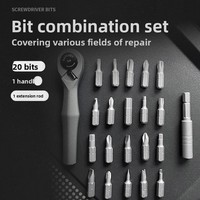 Jeu de tournevis multifonctionnel 22-en-1 avec clé à cliquet portable en acier au chrome-vanadium, sac en toile pour outils ménagers
