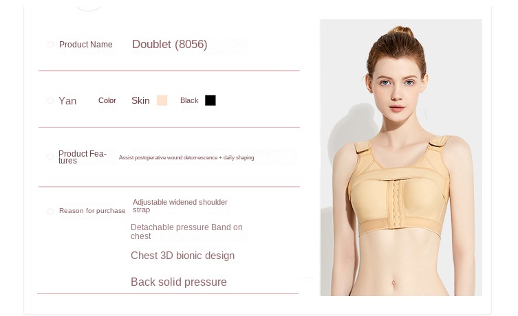 ZOYIAME Post Surgical Shapewear Breast Enhancement Post OP Bra Compression Adjust Band 3D Push Up Implant Stabilizer Medical Bra