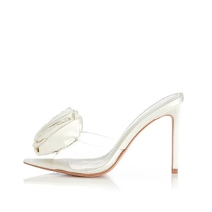 Sandalias de tacón de aguja con punta abierta y flores transparentes de PVC personalizadas Plantilla de Punta abierta Verano Transpirable Descalzo Amigable Primavera Otoño - Product Image 5