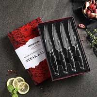 Couteaux de cuisine professionnels Little Cook, ensemble de couteaux à steak dentelés de 4,5 pouces, ultra-affûtés, en acier inoxydable, avec manche pleine longueur