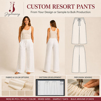 Pantalon large en lin décontracté à taille haute avec cordon de serrage pour femme, personnalisé par l'usine Joydressing, OEM ODM