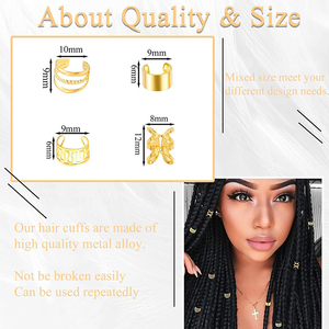 40pcs Hair Jewelry for <strong>Braids</strong> Gold Hair Cuffs Multi Style Rings Adjustable Hair Beads <strong>Braid</strong> Loc Dreadlock <strong>Accessories</strong> - Product Image 5