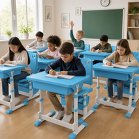 Ensemble de bureau et chaise réglables en plastique PP, réglage infini, inclinable, pour l'école (OEM/ODM)