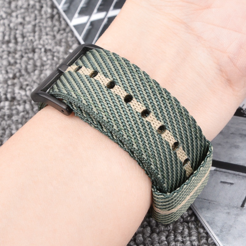Black Silver Watch Buckle 18mm 20mm 22mm 24mm Quick Release Replacement Straps Woven Nylon Watch Bands