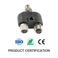 Connecteur adaptateur M12 de type Y 1 mâle à 2 femelle séparateur 4 broches IP67 système d'alimentation solaire boîtier en laiton connecteur de type T