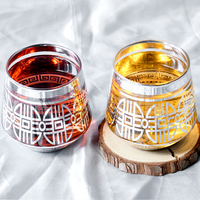 Ensemble de 7 pièces de verrerie de luxe pour restaurant, avec bordure dorée, comprenant bouilloire, carafe à thé et café, et ensemble de verres à eau et jus, prix usine