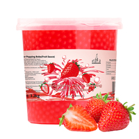 Aardbei Popping Boba 3,2kg Fabriek OEM Groothandel |   Halal Burst Juice Pearls Bubble Tea Ingrediënten Grondstof Lage MOQ