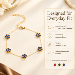 Delicada Pulsera de Trébol de Cuatro Hojas de Acero Inoxidable, Pulsera de Trébol de 5 Flores con Incrustaciones de Diamantes de Imitación Coloridos, Resistente al Agua para Mujer - Product Image 6