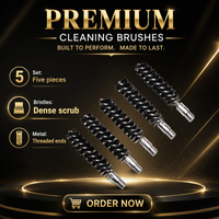 Brosse industrielle de nettoyage de tuyaux, tête en aluminium et cuivre, poils en PP, noir et argent, 5 pièces, entretien extérieur