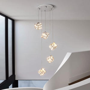 Creative Cafe Restaurant bar Aisle Pendant <b>Light</b> <b>square</b> Small Modern K9 Crystal Long Line Chandelier - Product Image 1