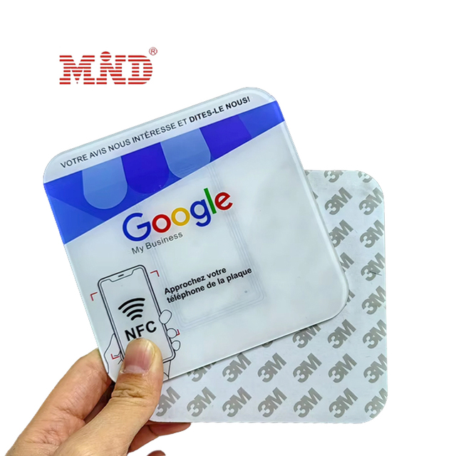 13.56mhz Dual NFC Chip Waterproof Acrylic Social Media Nfc google Plate Review Sign Card