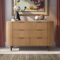 Commode murale moderne et contemporaine de luxe, faite à la main, écologique, durable, 10 tiroirs, série Byron, en chêne massif et acier inoxydable