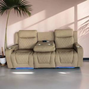Sillón reclinable eléctrico moderno superventas con carga inalámbrica Bluetooth, cuero sintético duradero, madera extensible, plegable - Product Image 3