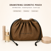 Sac de rangement pour cosmétiques et cheveux en velours à fond carré personnalisé avec cordon de serrage, emballage cadeau de luxe en velours, pochette de maquillage