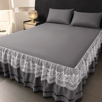 Juego de Ropa de Cama de Lujo de Poliéster de 3 Piezas, Cubrecama Acolchado con Volantes, Juego de Ropa de Cama para Toda Temporada para el Hogar, Hotel, Venta al por Mayor de Fábrica