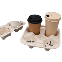 Plateau porte-gobelets personnalisé écologique pour 2 ou 4 gobelets, porte-gobelets en papier jetable avec poignée, porte-boissons chaudes à emporter